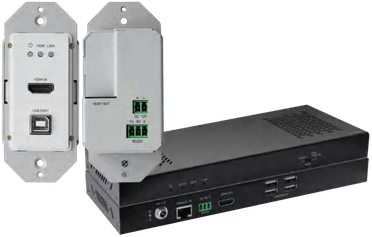 1-gang 4K wall-plate transmitter and 4K receiver kit with USB and RS232